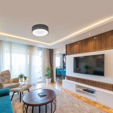 Imagem de Plafon Taschibra Sushi Redondo Com 4 Lâmpadas 6500k Bivolt Preto