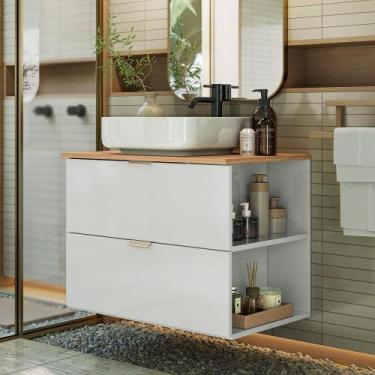 Imagem de Gabinete Suspenso Para Banheiro Moderno Sem Cuba - Demadero, Bco/bco U