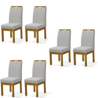 Imagem de Conjunto 6 Cadeiras Blend em Linho com Pés de Madeira Maciça - Loja Do