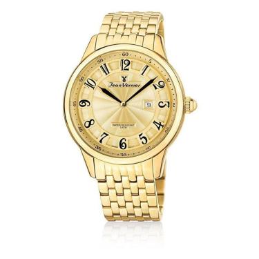 Imagem de Relógio Pulso Jean Vernier Masculino Aço Dourado Jv01128
