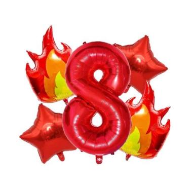 Imagem de Balões De Folha Com Tema De Bombeiro Para Meninos, Número De Fogo, 5 P