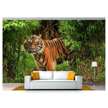 Imagem de Papel De Parede Animais Tigre Floresta 3D Anm201