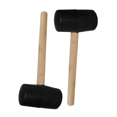 Imagem de Martelo Borracha  Kit 2 Uni Cabo Madeira Marreta  Azulejo Piso Ceramica Porcelanato Parede Chao Manutençao Obra
