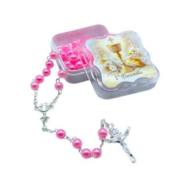 Imagem de Terço Primeira Eucaristia Menina Rosa com Caixinha Personalizada - FOR