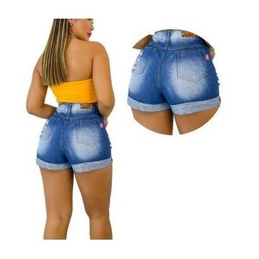 Imagem de Short Jeans Feminino destroyed Jeans Premium Da moda Short curto - Sem