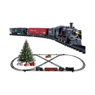 Imagem de Conjunto De Trem Elétrico Operado Por Bateria Com Locomotiva a Vapor, 