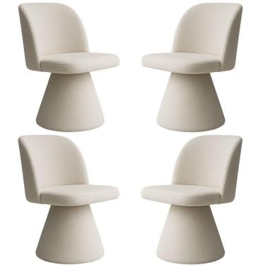 Imagem de Kit 04 Cadeiras De Jantar Giratória Liz Bouclé Off White - Nexta Casa