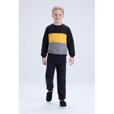 Imagem de Conjunto Infantil de Inverno Masculino Moletom Tricolor - Vida Costeir