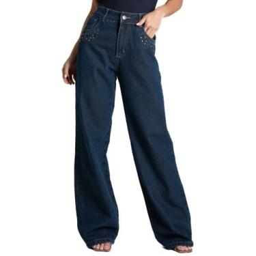 Imagem de Calça Jeans Sawary Wide Leg Petit - 282397 - Azul médiobr 38, Azul, 38