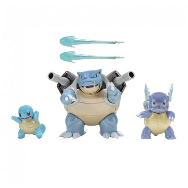 Imagem de Conjunto de figuras Pokémon Select Evolution Squirtle Wartortle Blastoise com 3 estátuas articuladas para brincar e expor