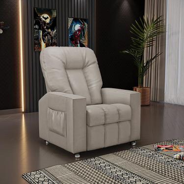 Imagem de Poltrona Do Papai Reclinável Arsenal Couro Sintético Espuma Soft Bege Encantum