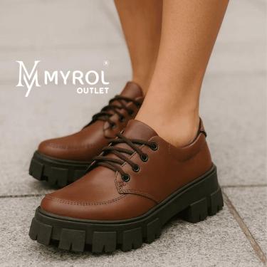 Imagem de Sapato De Amarrar Tratorado Oxford Chunky Casual Marrom