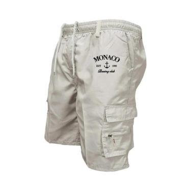 Imagem de Bermudas Táticas Masculinas De Verão Com Estampa Da Bandeira De Mônaco