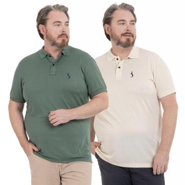 Imagem de Kit 2 Camisa Polo Masculina Plus Size Piquet Viscose Dry-Masculino