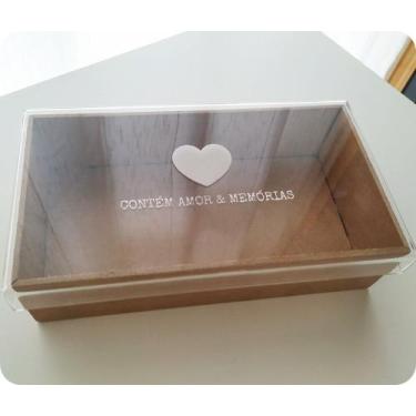 Imagem de Kit com 5 Caixas para Fotos 10x15cm em MDF e Acrílico - no-brand