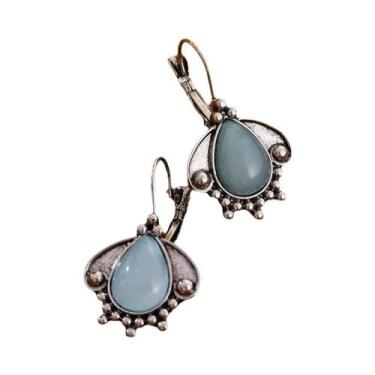Imagem de Conjunto De Brincos Pendentes Retrô De Zircônia Sintética Azul Elegant