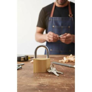 Imagem de Cadeado Latão 40mm Segredo Único Dourado c/ 2 Chaves - Congratulations