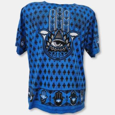Imagem de Camiseta Indiana Masculina Bata Malha Fria Tamanho GG - - Sarat Moda I