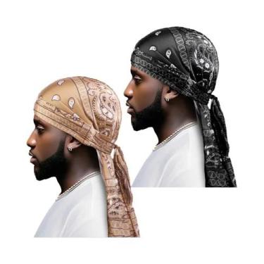 Imagem de Durag De Seda Com Estampa De Amoeba, Bandana De Cauda Longa, Touca Pir