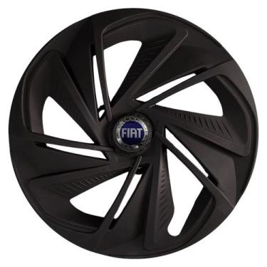 Imagem de Calota esportiva aro 13 nitro fosc black + emblema de alumínio fiat az