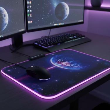 Imagem de Mouse Pad Gamer Iluminado Led Rgb 35x25cm Speed Micro Fibra - BRIMAX, 