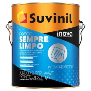 Imagem de Tinta Acrílica Fosco Sempre Limpo Branco Neve 3,6 Litros 50842053 Suvi