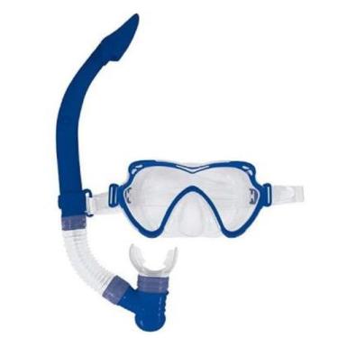 Imagem de Mascara de Mergulho e Snorkel Juvenil para Praia e Piscina Azul - MOR