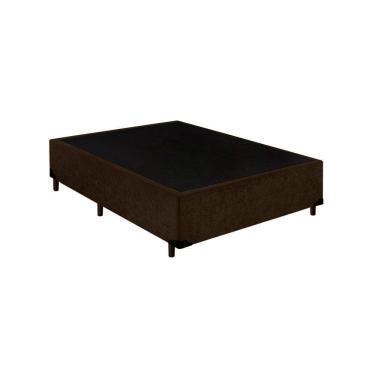 Imagem de Cama Box Casal Suede Extremo Reforçado Estrutura em Madeira Base Reforçada Marrom Homeq...