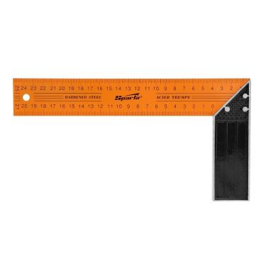 Imagem de Esquadro de Precisão Metálico 250mm 3234255 Aço U8A Laranja para Carpintaria e Marcenaria Sparta Ferramentas