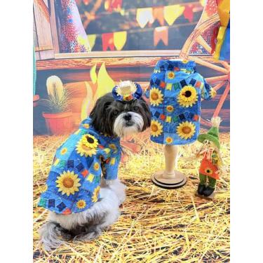 Imagem de Camisa Festa Junina Menino Girassol para cachorro e gato - Malloo Moda