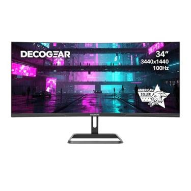 Imagem de Deco Gear Monitor de negócios ultra amplo curvo de 34 polegadas | 3440 x 1440, 100Hz, 1500R, 99% sRGB | Suporte ajustável, 2 HDMI e 2 DisplayPort | HDR, pouca luz azul, PIP/PBP