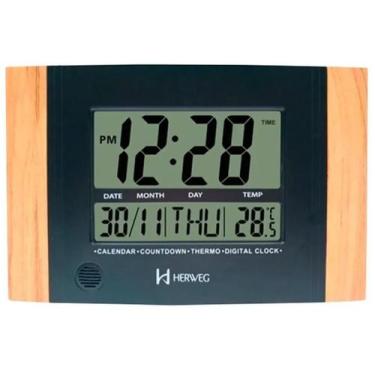 Imagem de Relógio Parede Mesa Herweg 6438-296 Digital Quadrado Termometro