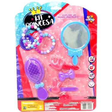 Imagem de Kit beleza infantil com espelho + escova e acessorios kit princesa 8 p