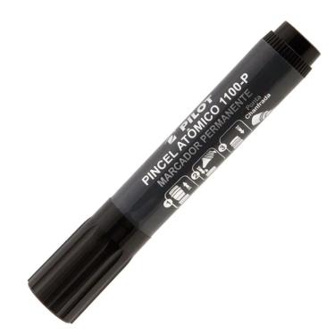 Imagem de Marcador Permanente Pilot Pincel Atômico 1100 Tinta Preta Resistente à Água Ponta Acrílica Corpo Plástico Preto