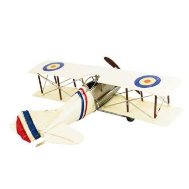 Imagem de Avião Biplano Creme 12x31x36cm Estilo Retrô - Vintage - Taimes