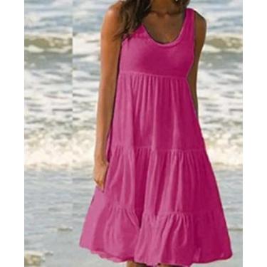 Imagem de Vestido Midi Soltinho em Camadas - Ind da Moda, Rosa pink, GG