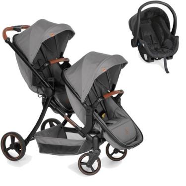 Imagem de Carrinho para Gêmeos com Bebê Conforto Cocoon Galzerano Nix Duo Grafit