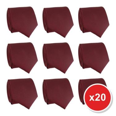 Imagem de Kit 20 Gravatas Masculina Social Slim Premium Tons de Vermelho Lisa Elegante Padrinhos Formatura Trabalho