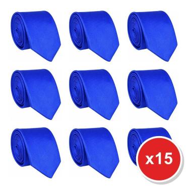 Imagem de Kit 15 Gravatas Social Tons de Azul Masculina Slim Lisa Padrinho Casamento Noivo Trabalho Congresso