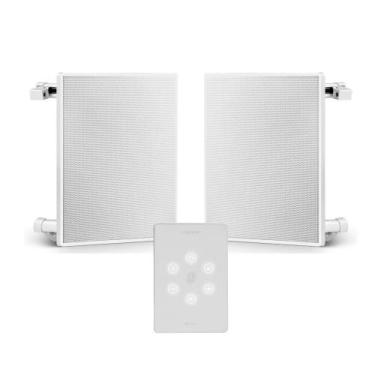 Imagem de Kit de Som Ambiente para Sala de até 50m² Amplificador de Parede HS Wa