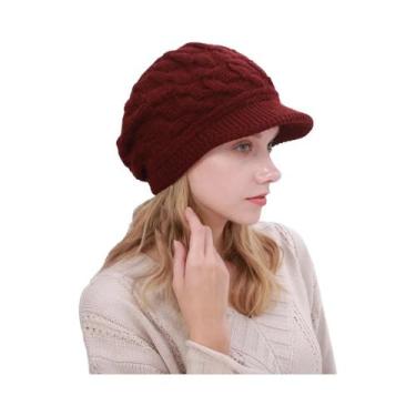Imagem de Gorro De Lã Quente E Espesso Com Ponto Trançado, Pelúcia, Proteção Con