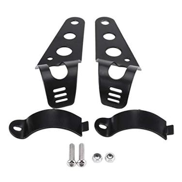 Imagem de KIMISS Kit de braçadeira de tubo de garfo para suporte de farol de motocicleta 35-43 mm preto para Chopper Cafe Racer + suporte de montagem de farol de motocicleta cb550 suporte de farol retrô