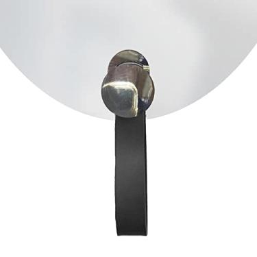 Imagem de Espelho Decorativo Oval Com Gancho Alumínio Cromado Com Corino Preto 60 X 40 Cm