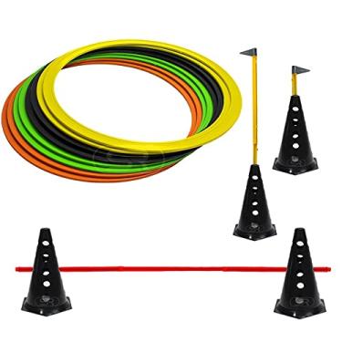 Imagem de 4 Cones C/Barreira + 8 Argolas de Agilidade