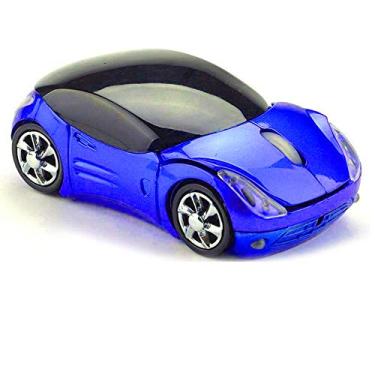 Imagem de Usbkingdom Mouse sem fio 2,4 GHz Cool 3D Sport Car Shape Ergonomic Optical Mouses com receptor USB para computador PC Laptop Mulheres Mãos pequenas (Azul)