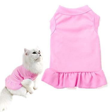Imagem de Camisetas para cães Caisang para meninos pequenos, camisetas para animais de estimação, roupas para cachorro, camisas confortáveis de verão, roupas para usar na praia, roupas para cães médios, gatinhos, tops de algodão macio (rosa P)