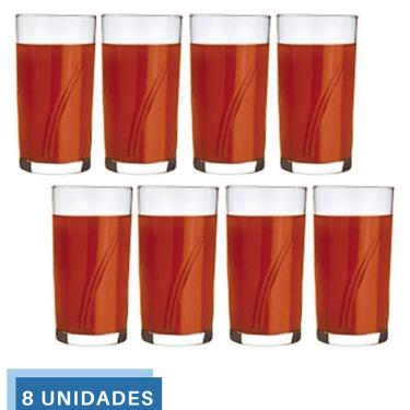 Imagem de Jogo 8 Copos Brisa 300ml Vidro Suco Agua Transparente Nadir