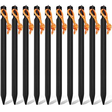 Imagem de LQ-SCYCX-TT 10 peças de pinos para barraca ao ar livre, estacas de alumínio para barracas, estacas de acampamento, pinos fixos para barraca, pinos de âncora de solo com marcas refletivas, pinos para estaca, estacas fixas para barracas, marca esportiva