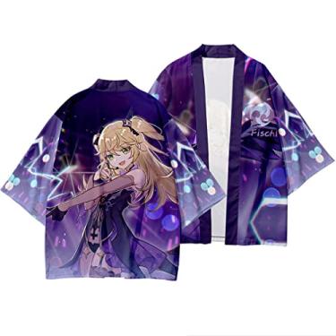 Imagem de Genshin Impact Zhongli Qiqi Klee Jaqueta Cardigan Costume Cosplay Tops Xale Manga 3/4 Manto