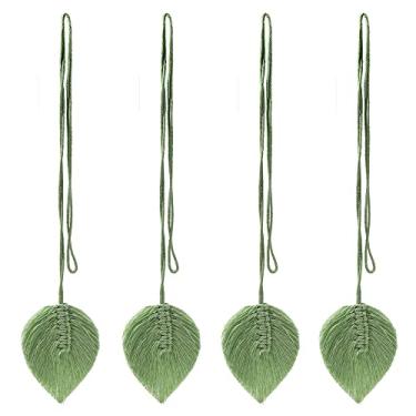 Imagem de Cortina de macramê com 4 unidades em forma de cortina trançada para sala de estar cortina de janela de retenção para sala de casa decoração de quarto, 12